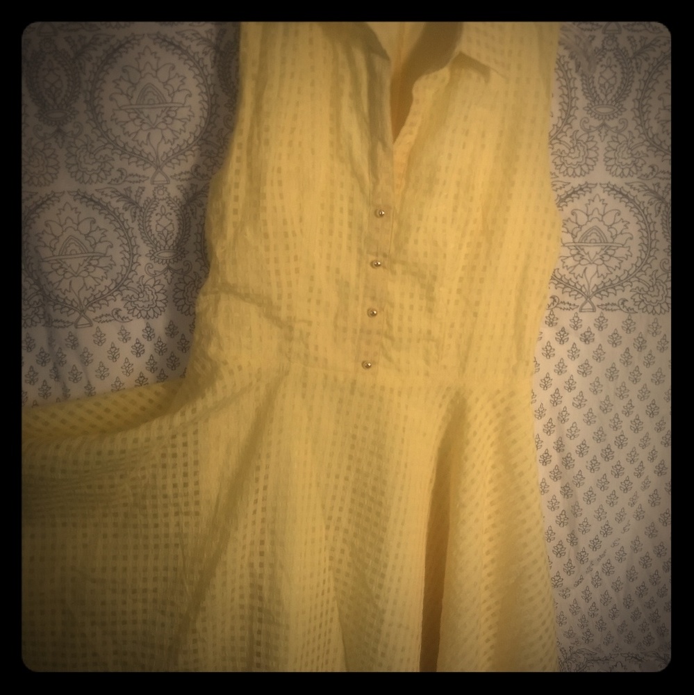 Yellow Sleeveless Checker Dress